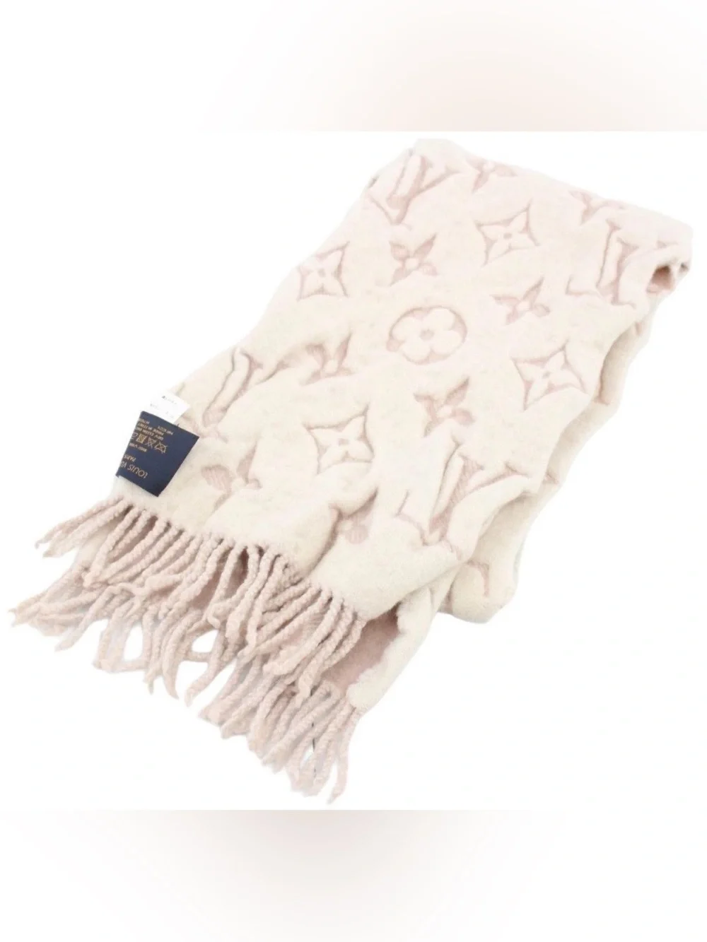 Louis Vuitton Simply LV Scarf M76966 Rose Pink Beige 100% Wool w/ Box & COA